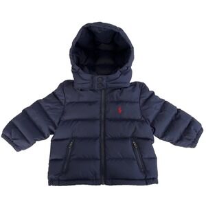 Polo Ralph Lauren Navy Blue Down Puffer Coat Baby 12 Months Jacket Warm Cozy